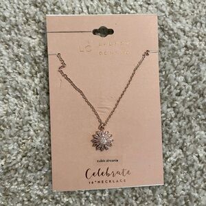 NEW LC Lauren Conrad Rhinestone Flower Rose Gold necklace